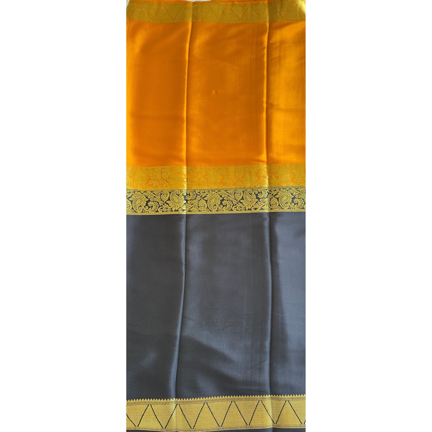 Half & Half Style - Pure Mysore Crepe Silk Saree