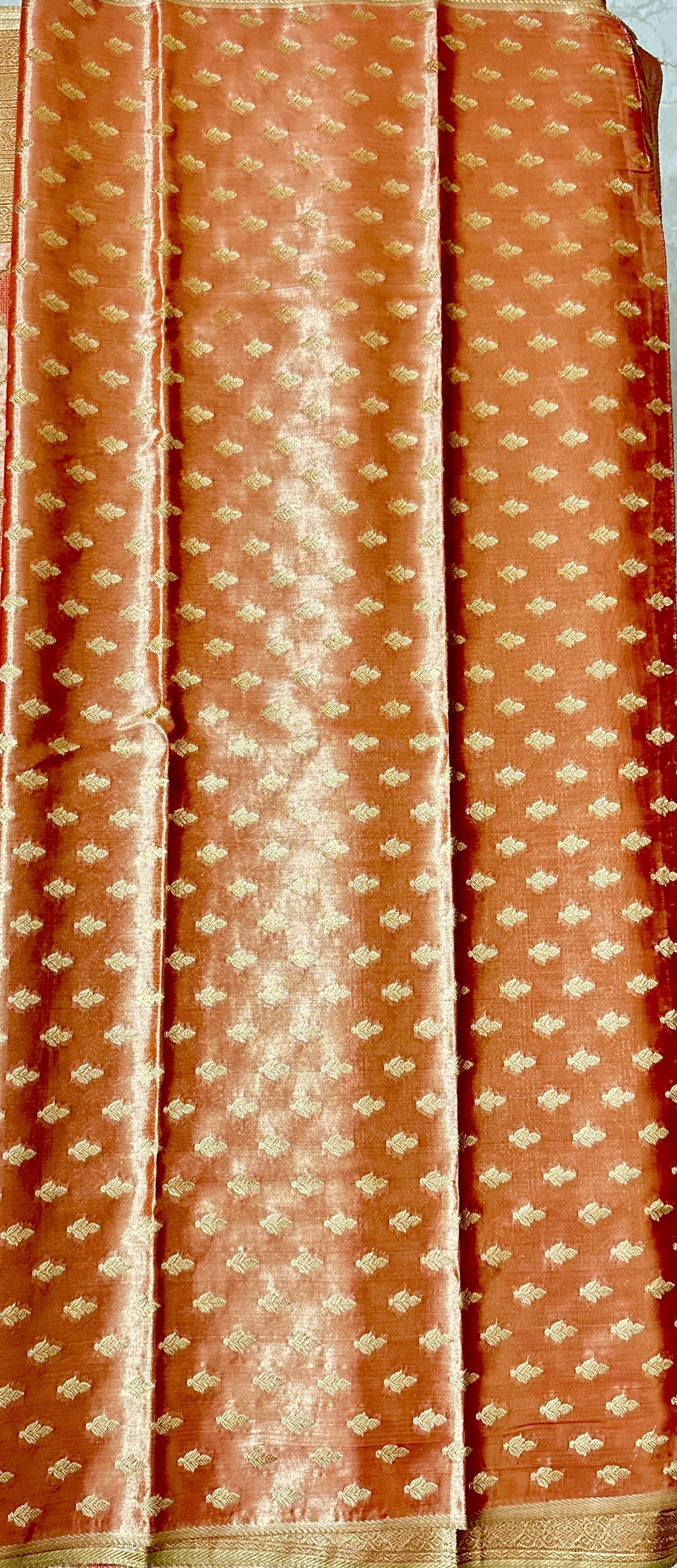 Orange Brocade - Semi Tissue Silk Saree