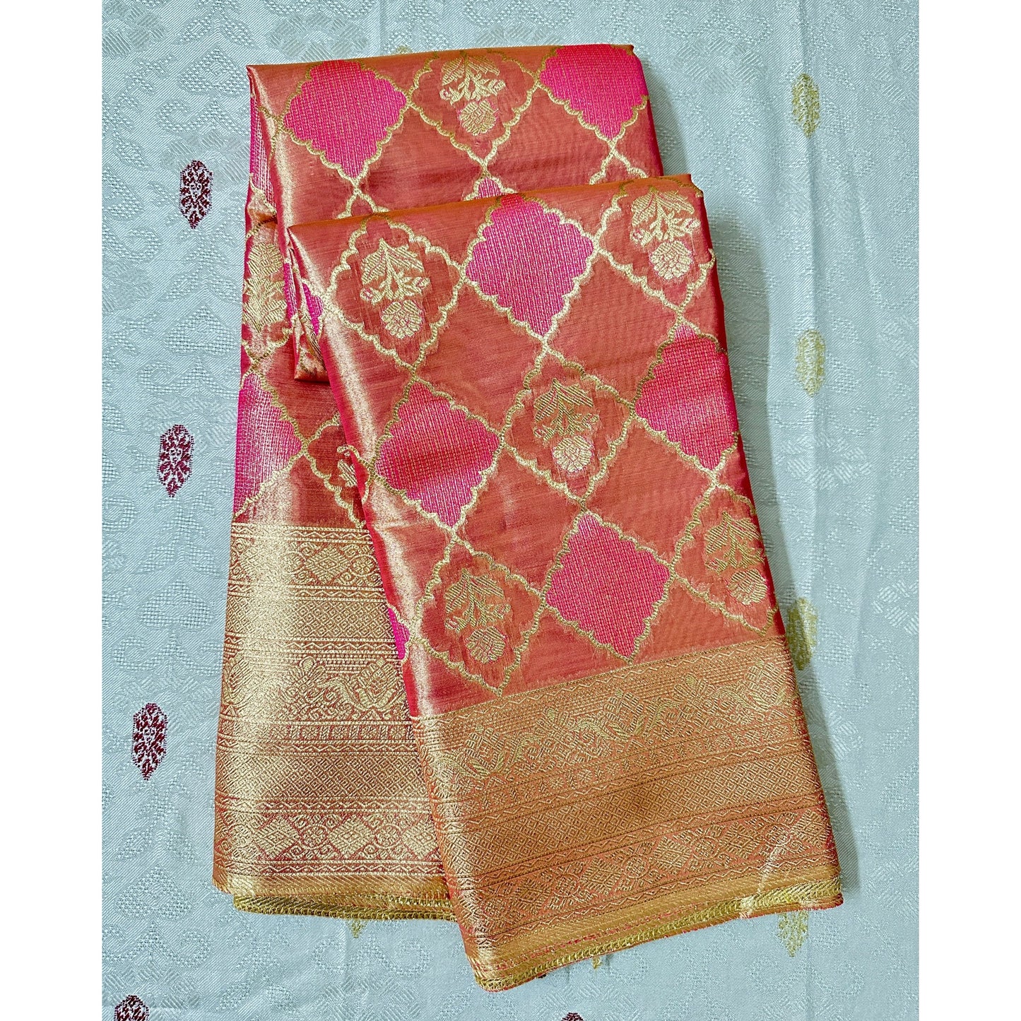 Pink Brocade - Semi Tissue Silk Saree