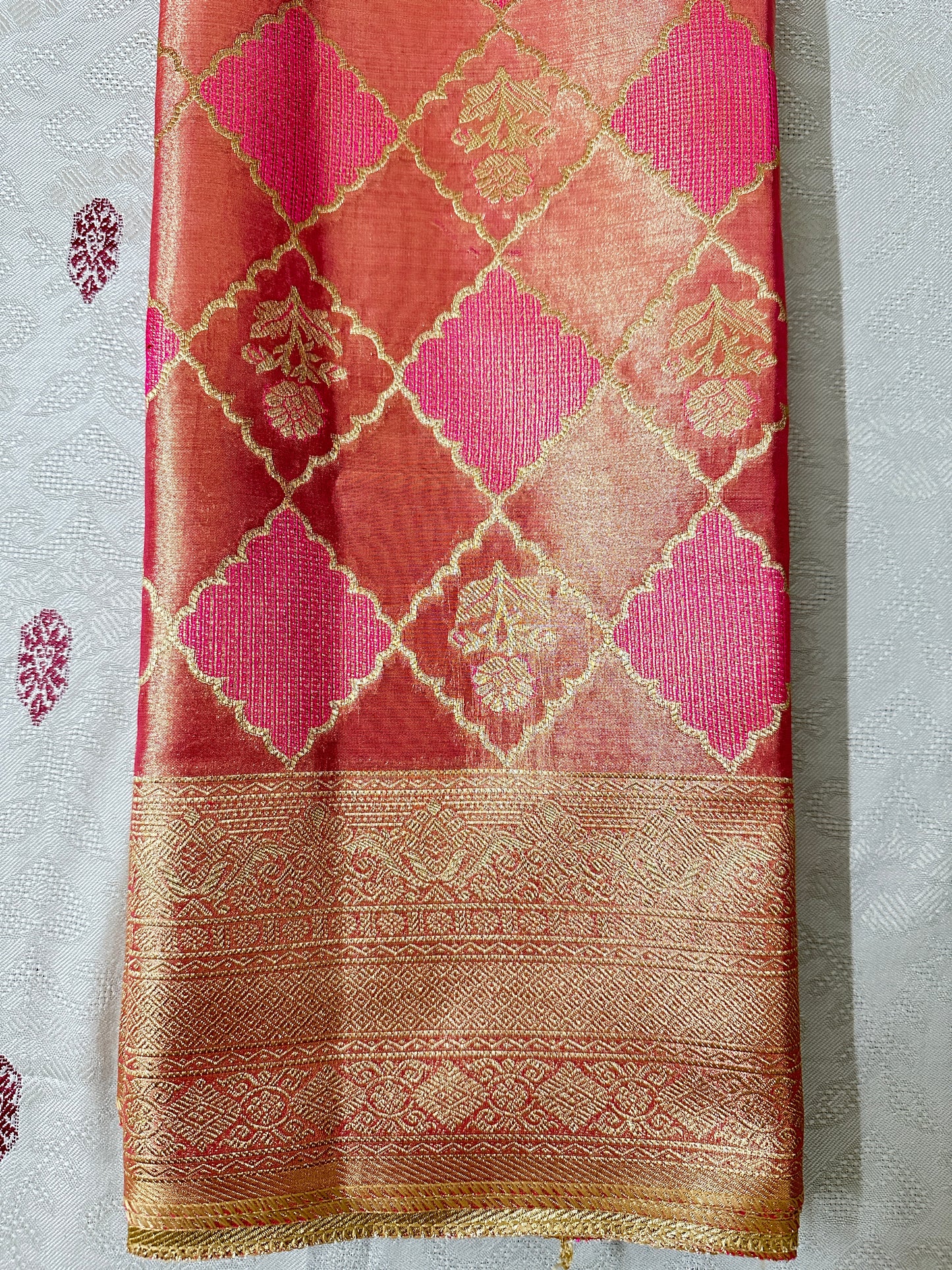 Pink Brocade - Semi Tissue Silk Saree