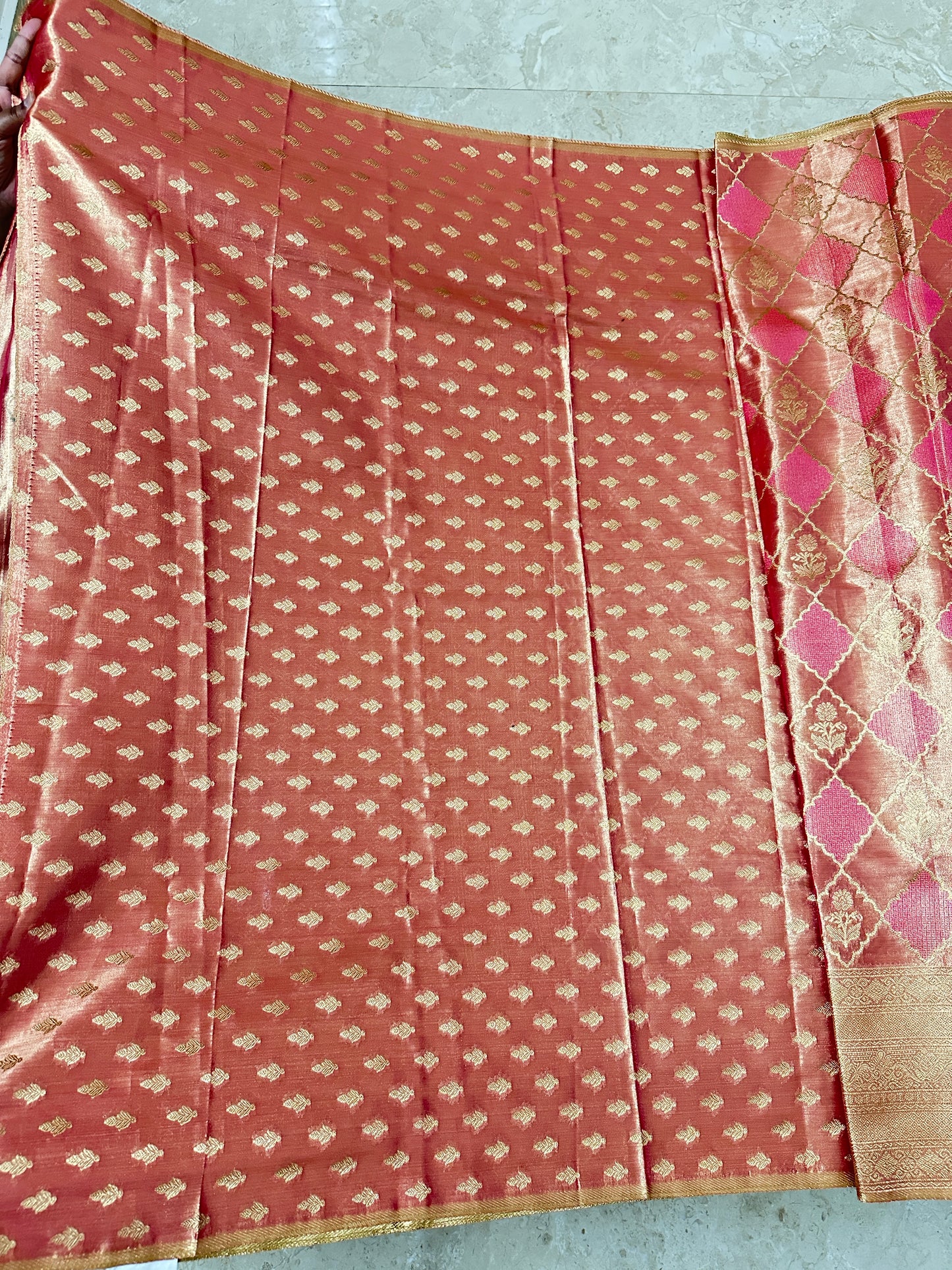 Pink Brocade - Semi Tissue Silk Saree